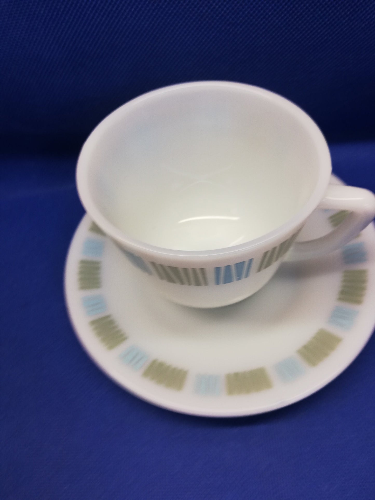 JAJ Pyrex cup and saucer from the matchmaker range.