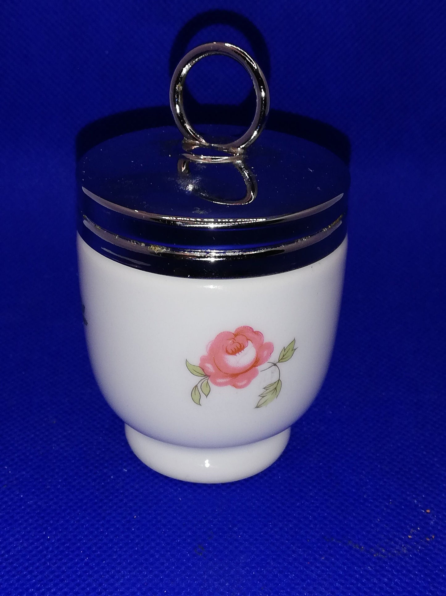 Royal Worcester Porcelain Egg Coddler, Small Bournemouth Pink Rose, Vintage Kitchen Decor