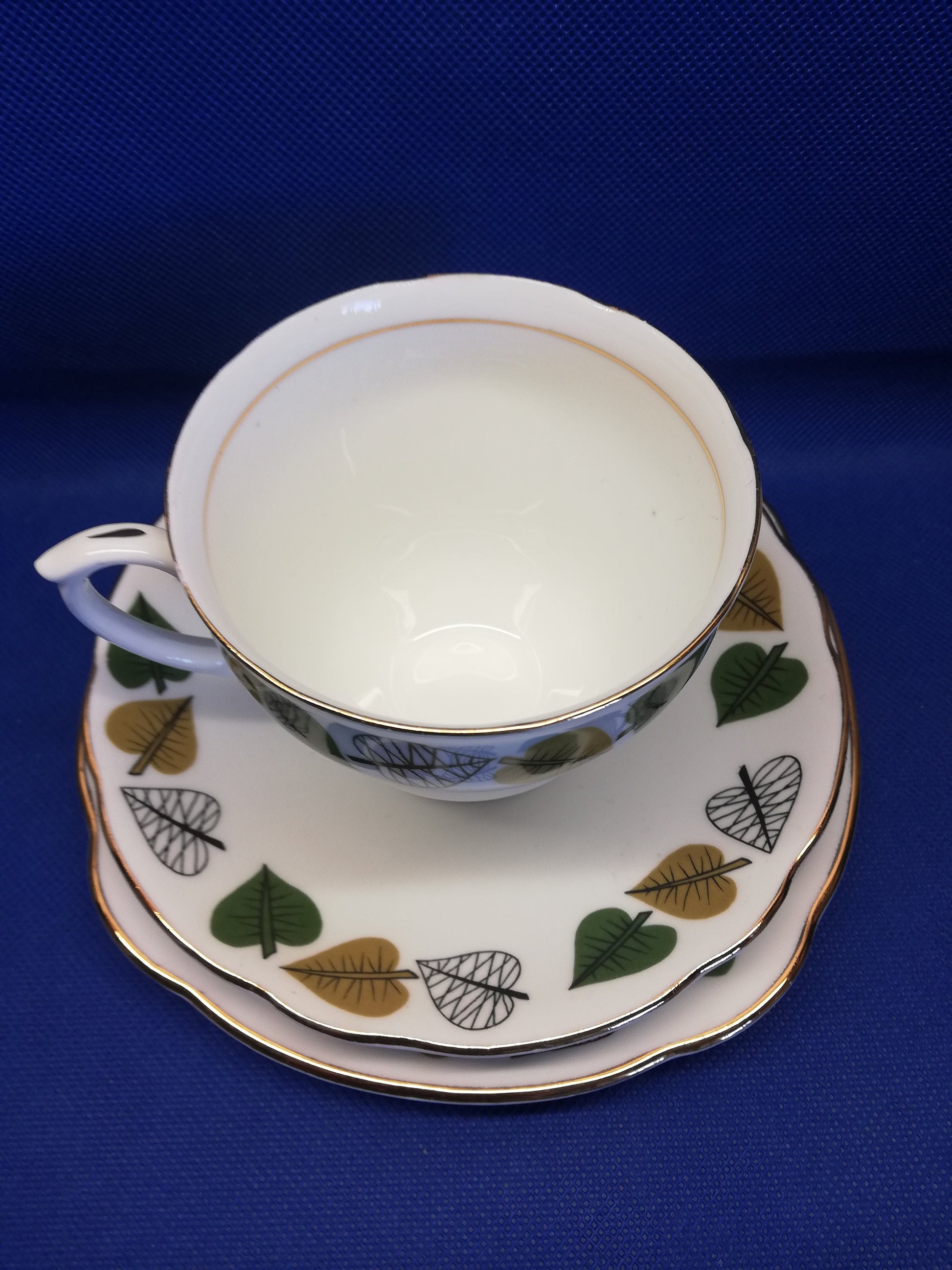 Duchess bone china trio set - leaves design