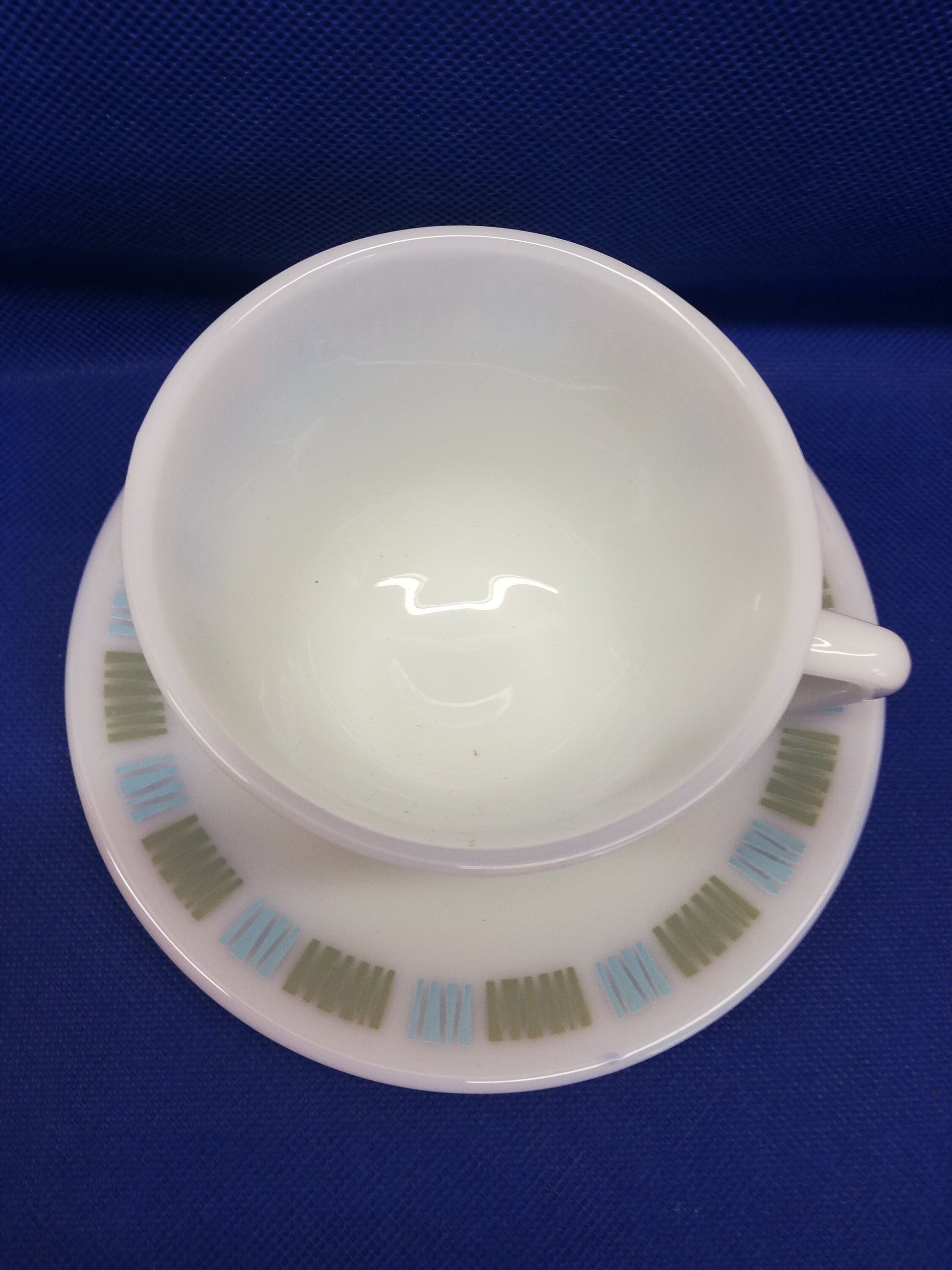 JAJ Pyrex cup and saucer from the matchmaker range.