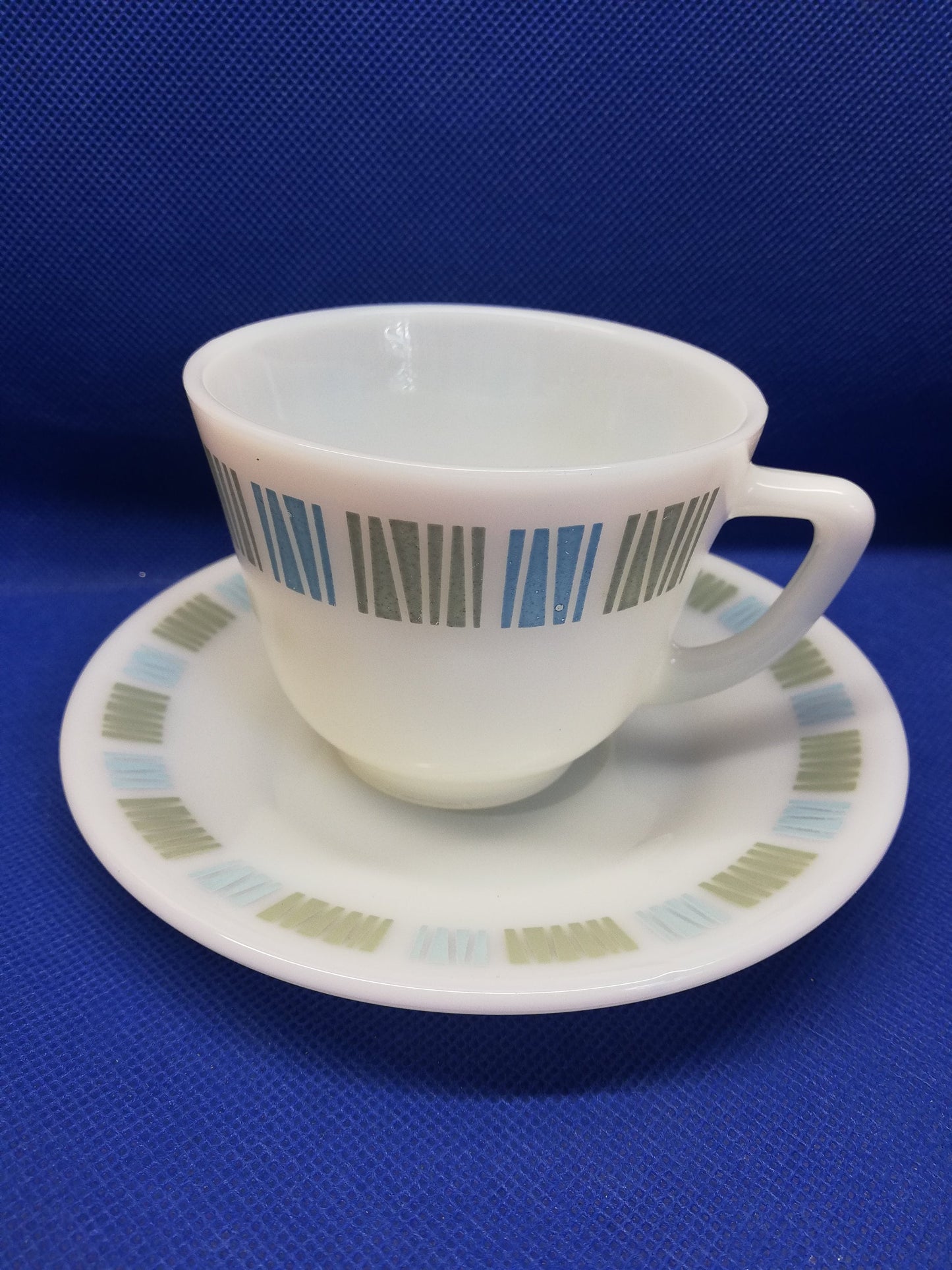 JAJ Pyrex cup and saucer from the matchmaker range.