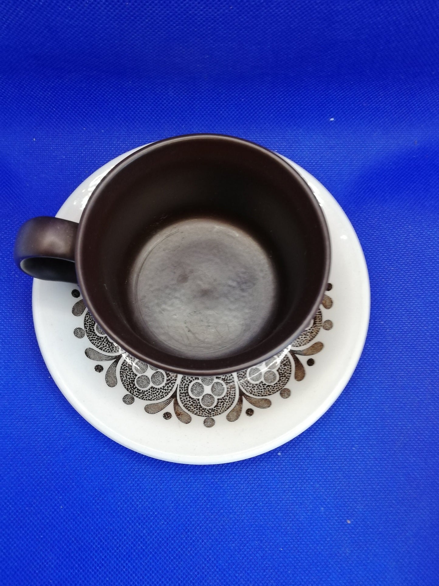 Set old 4 Hostess tableware cups and saucers in the Roulette Pattern