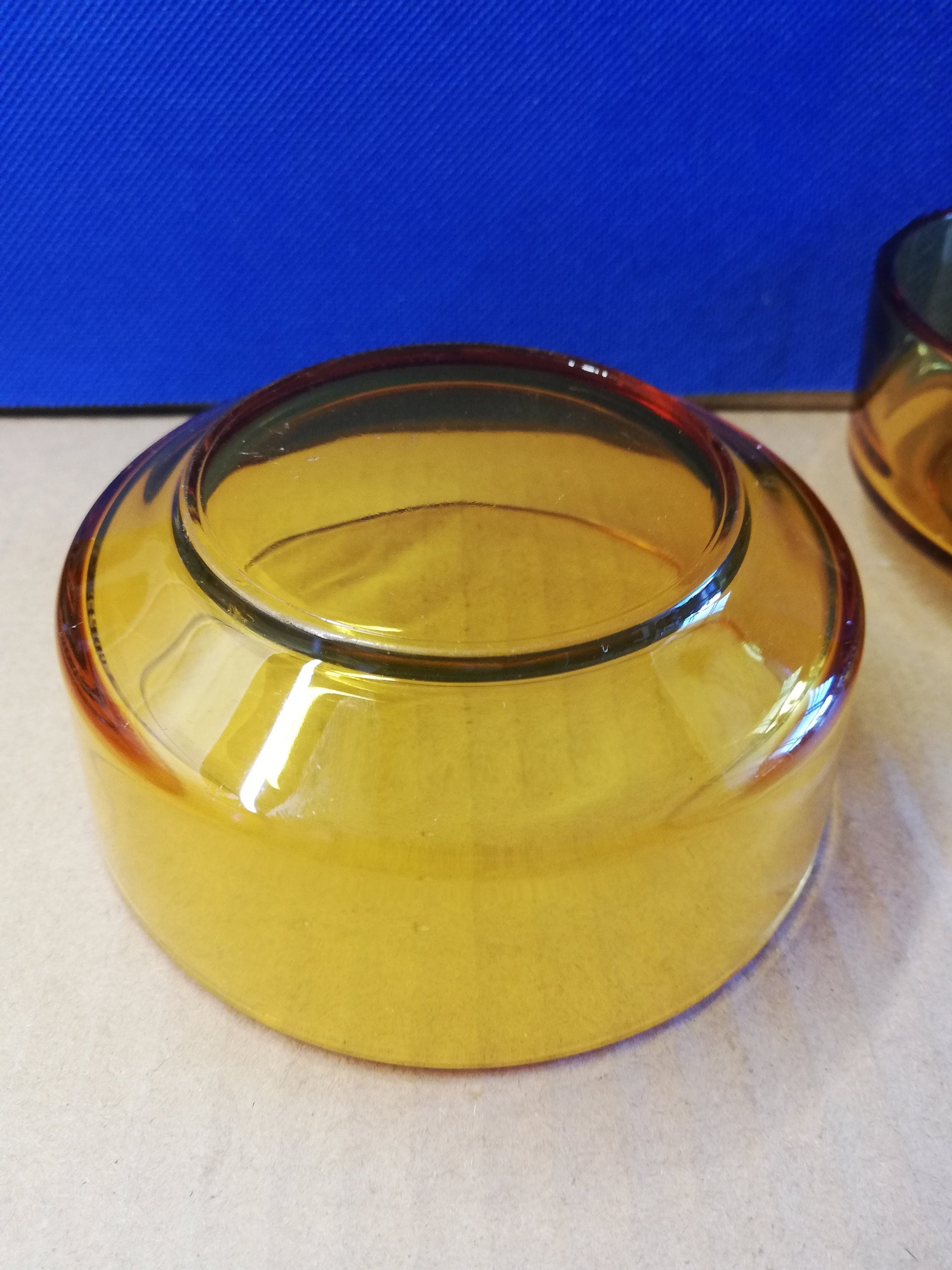 Pair of Amber glass dish for desserts, cereals - mid 20th century