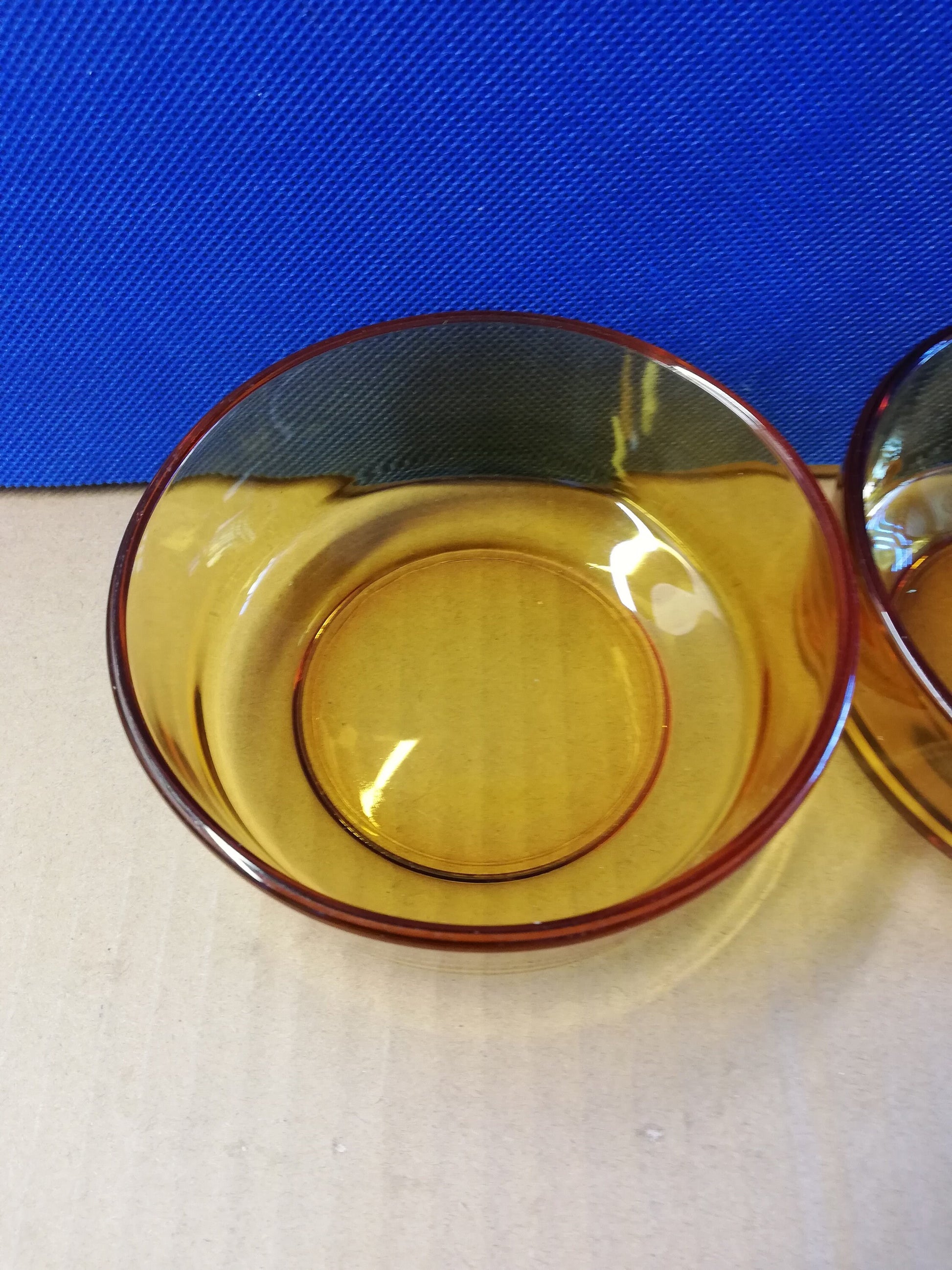 Pair of Amber glass dish for desserts, cereals - mid 20th century