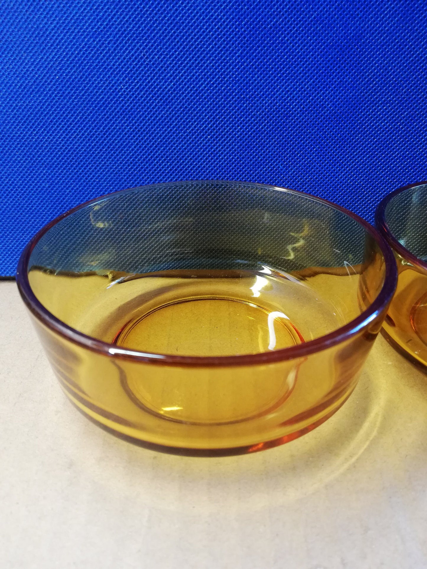 Pair of Amber glass dish for desserts, cereals - mid 20th century