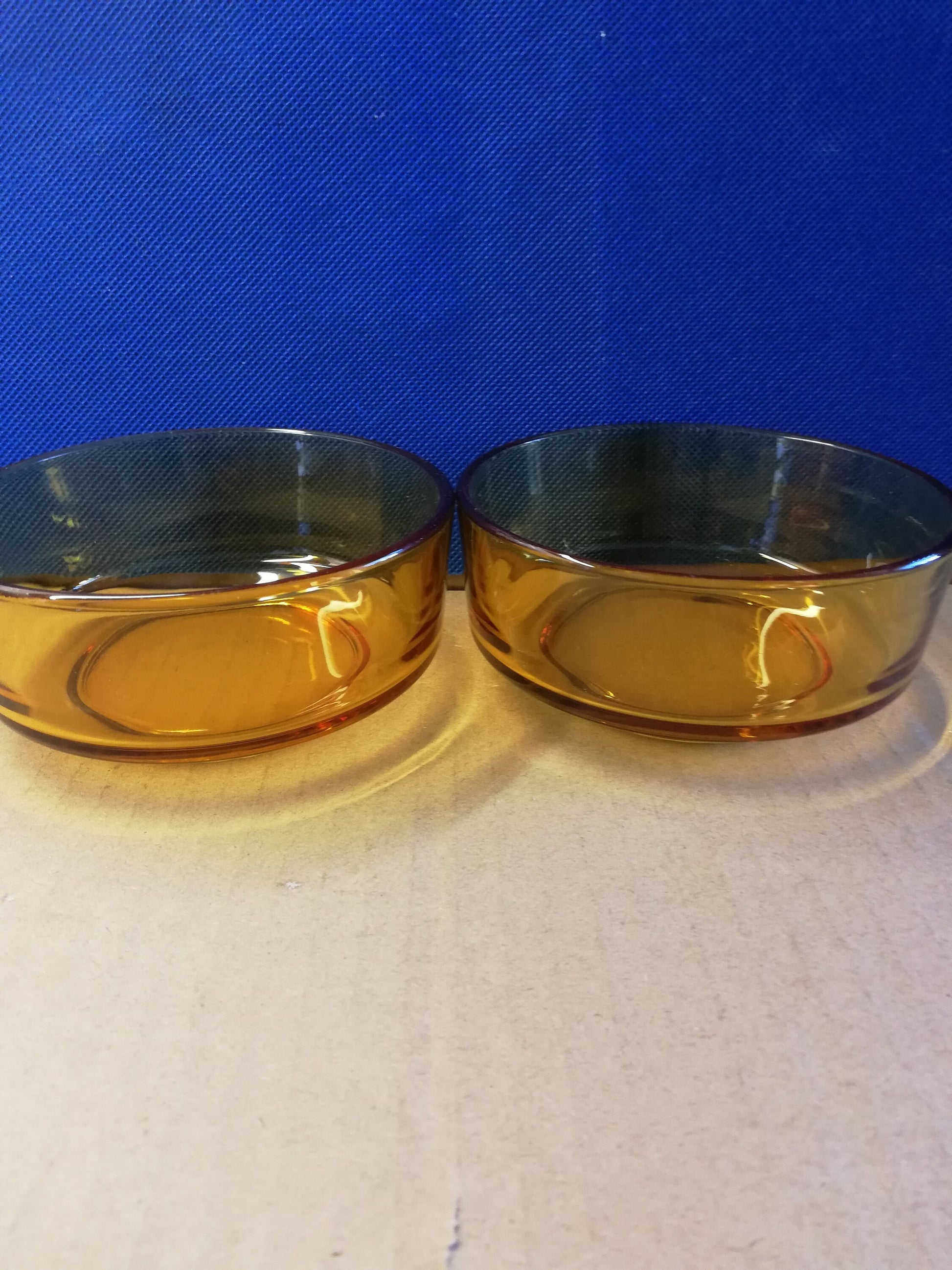 Pair of Amber glass dish for desserts, cereals - mid 20th century