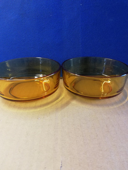 Pair of Amber glass dish for desserts, cereals - mid 20th century