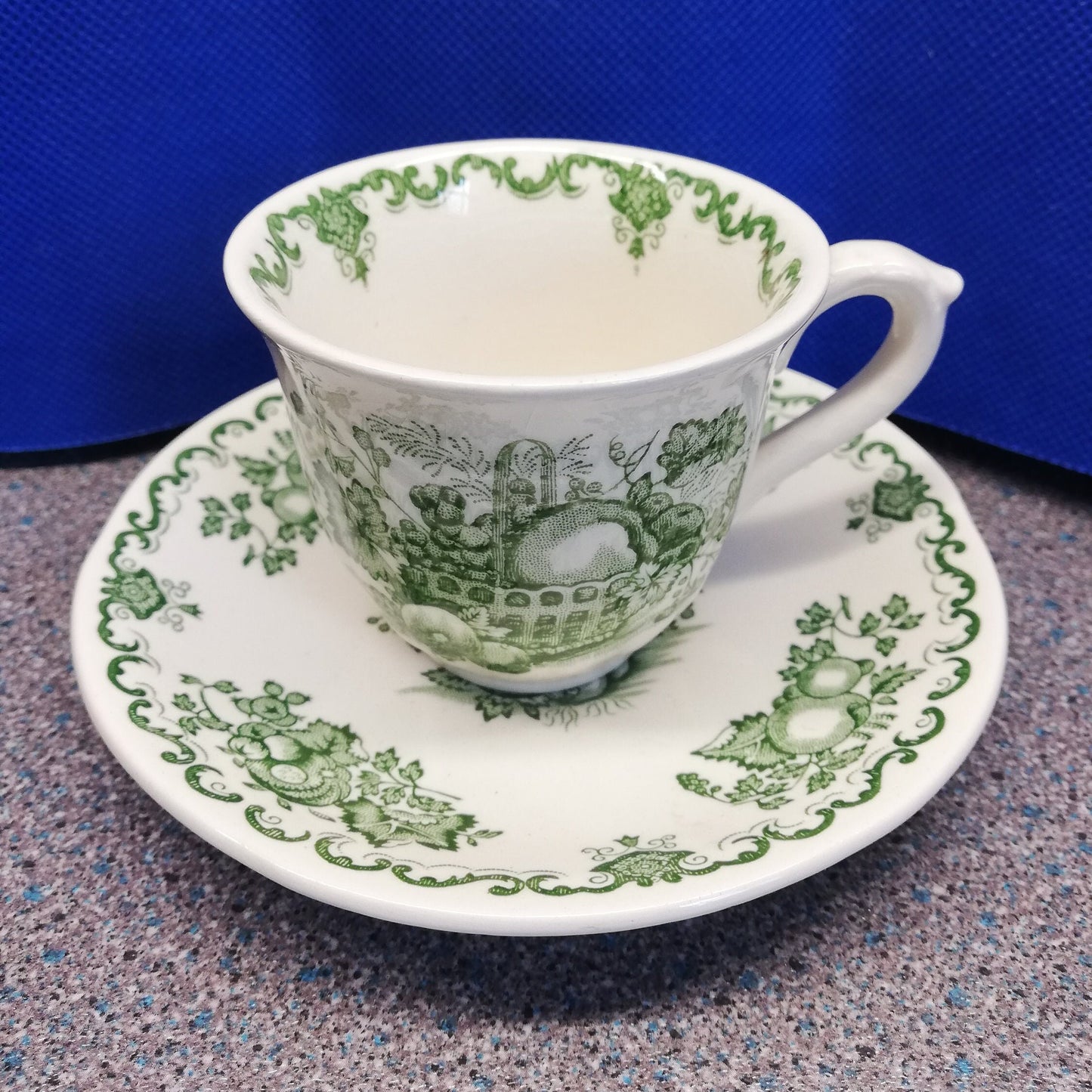 Mason's ironstone coffee / espresso cup in the green fruit basket design