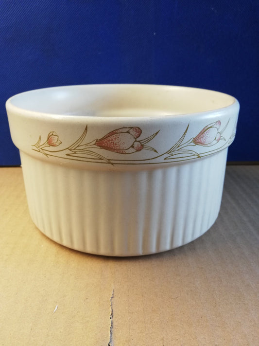 Simpsons ovenstone cookware souffle dish / oven dish crocus / spring flower design