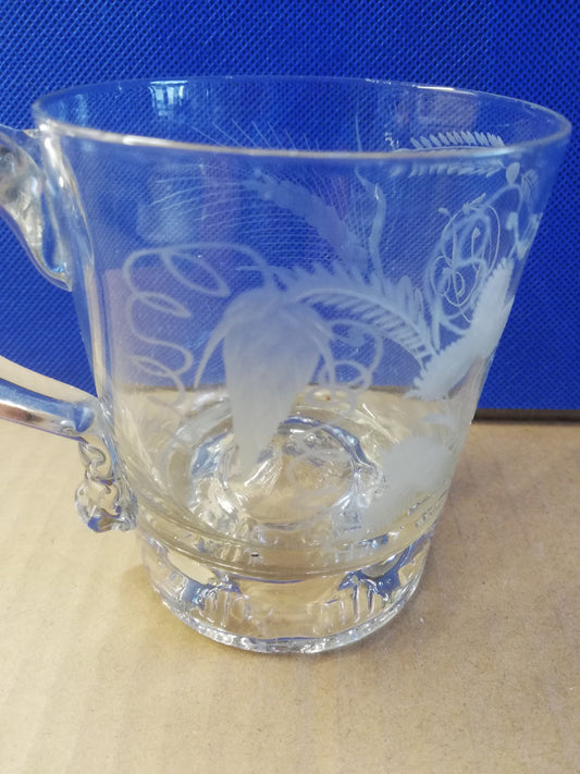 Glass etched cup / mug with the initials AB