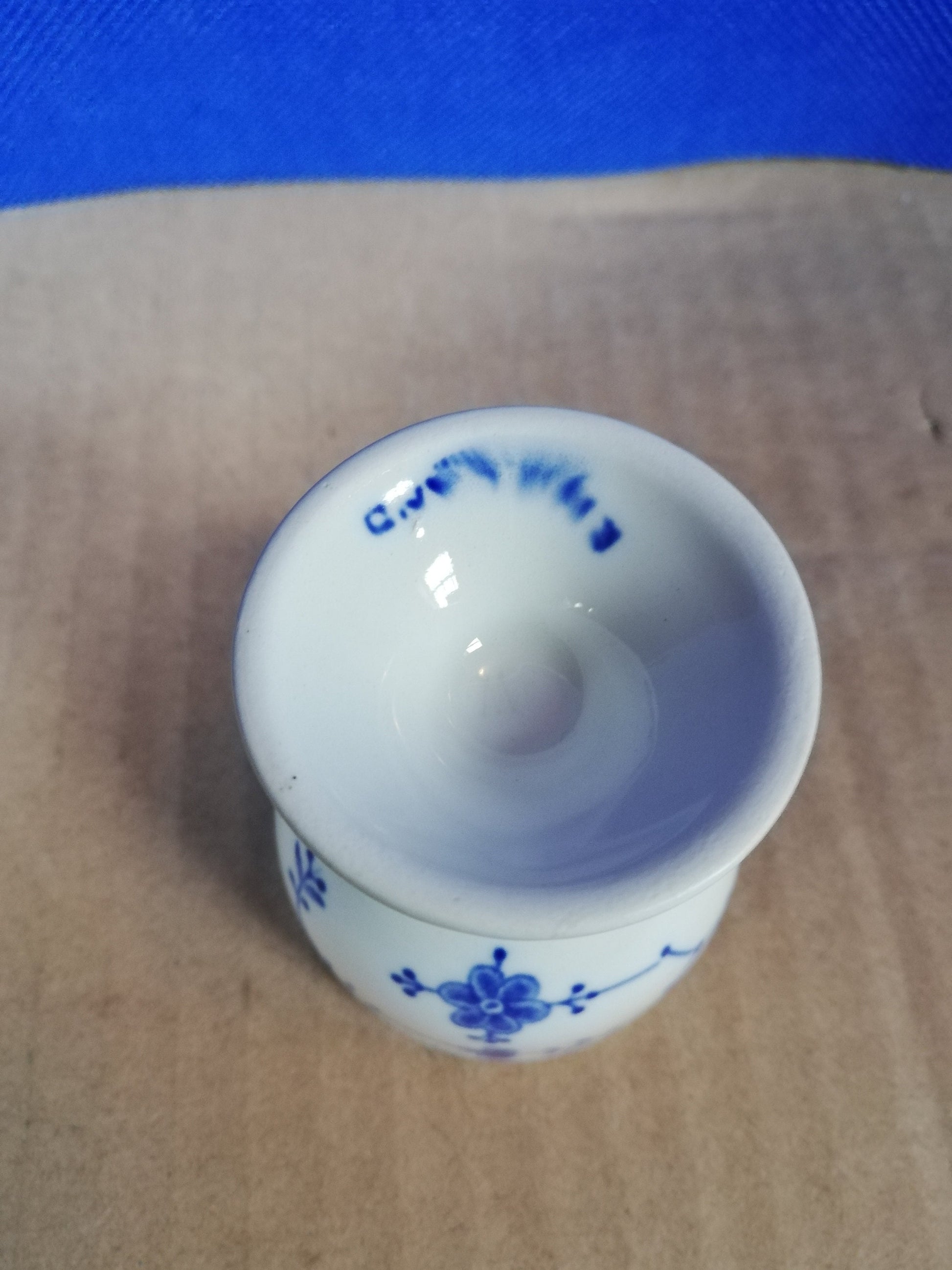 Mason's Blue Denmark egg cup, ironstone, vintage breakfast ware