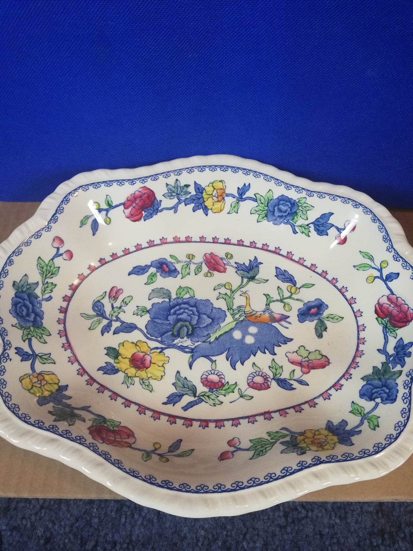 Mason's ironstone Regency pattern scalloped edge oval serving dish 11" x 9.25"