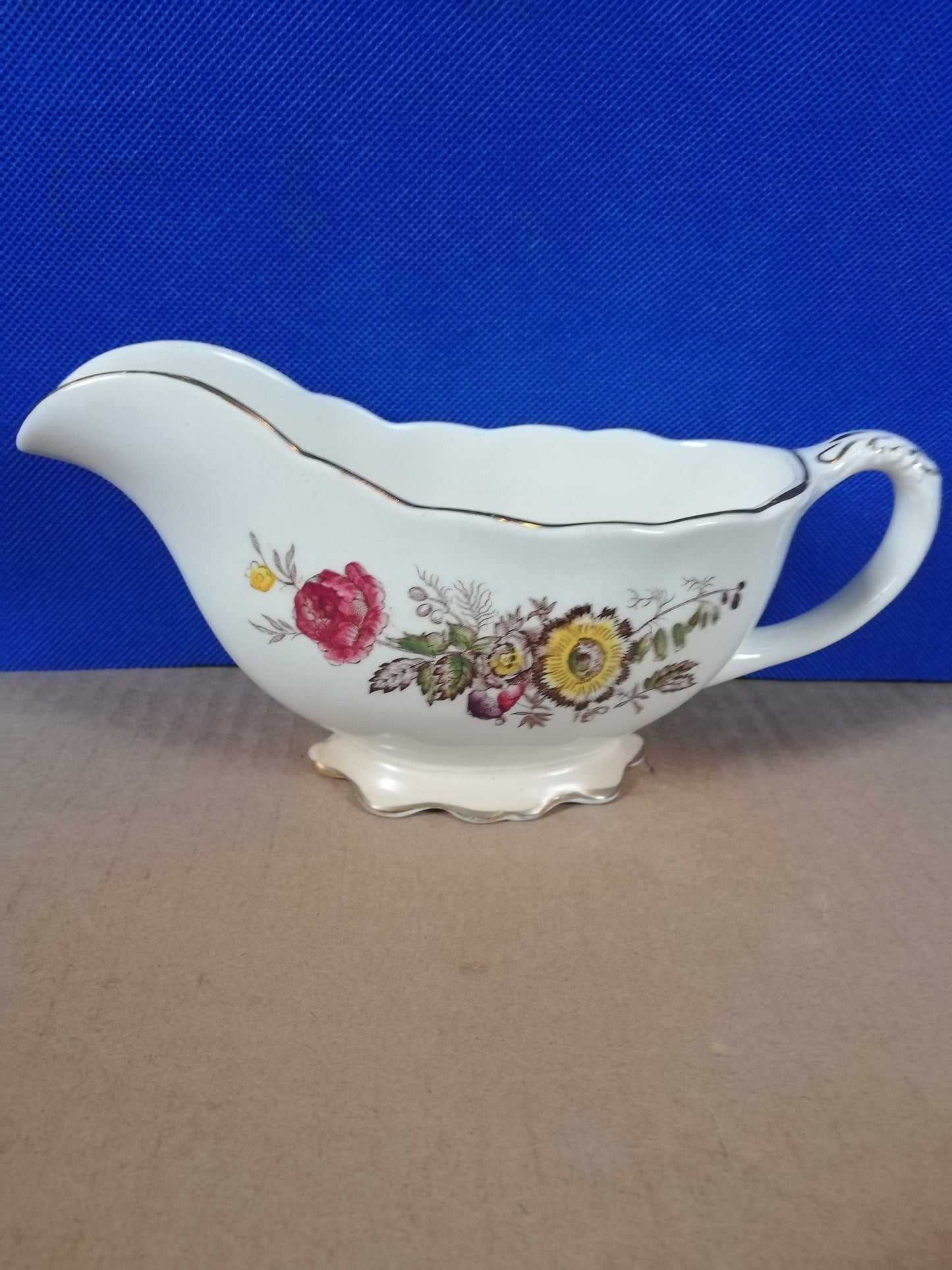 Mason's ironstone floral pattern gravy boat 6.5" x 3"