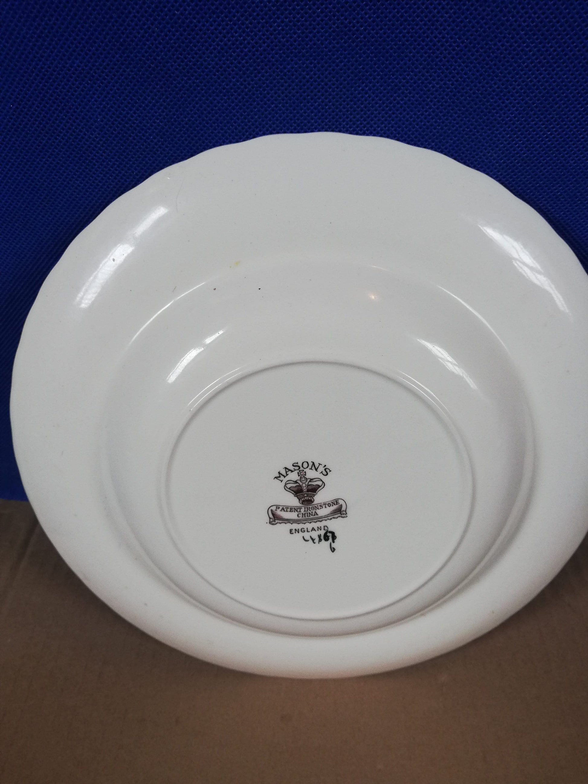 Mason's ironstone floral pattern plate with mushroom coloured edge to rim 9"