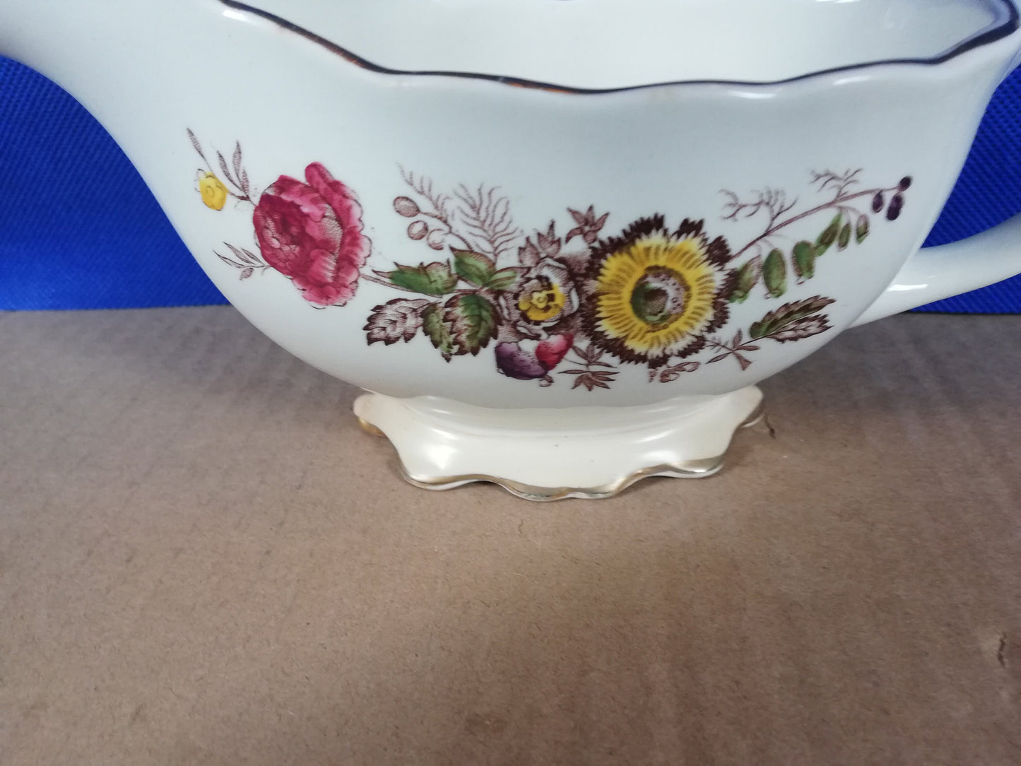 Mason's ironstone floral pattern gravy boat 6.5" x 3"